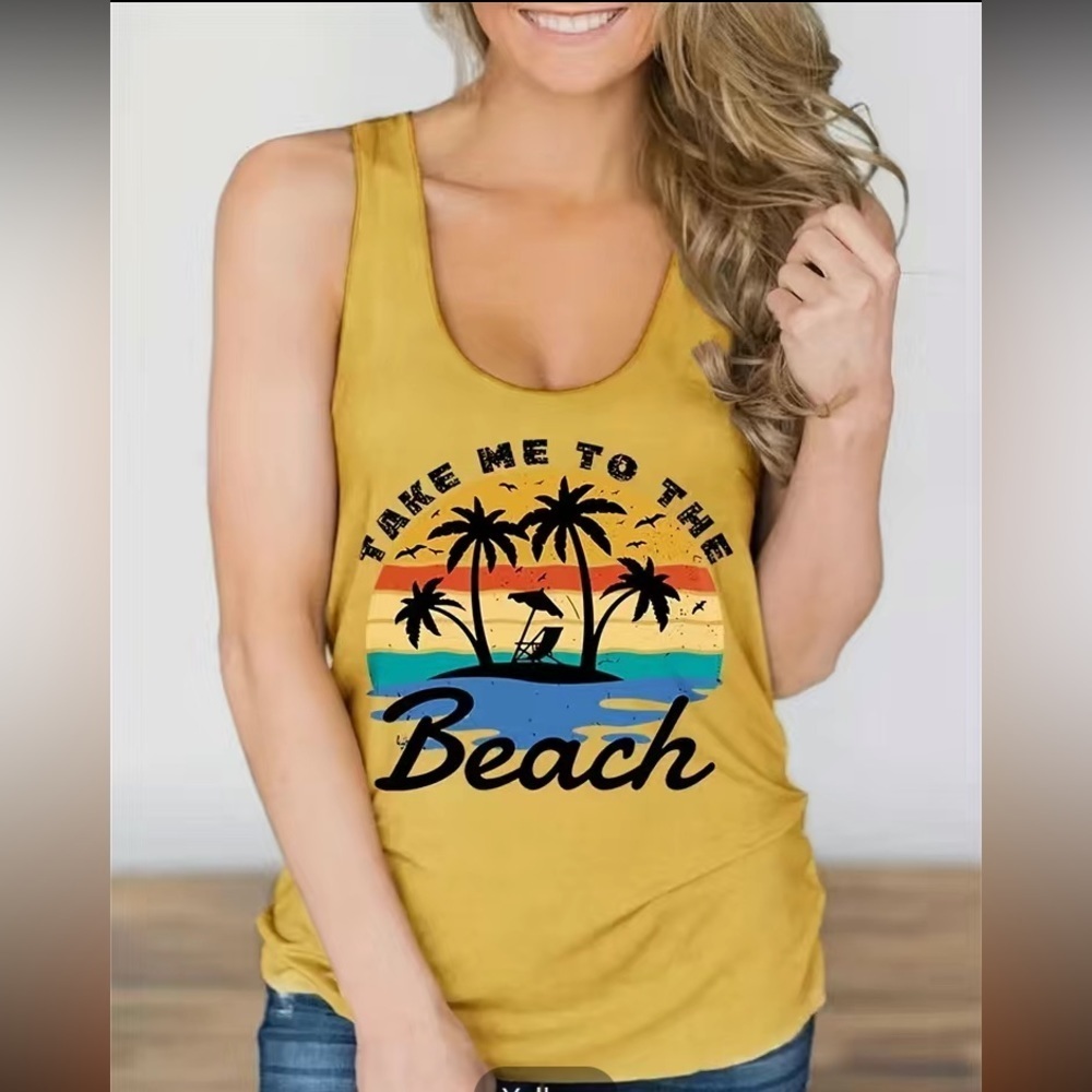 Take me to the beach graphic tank top